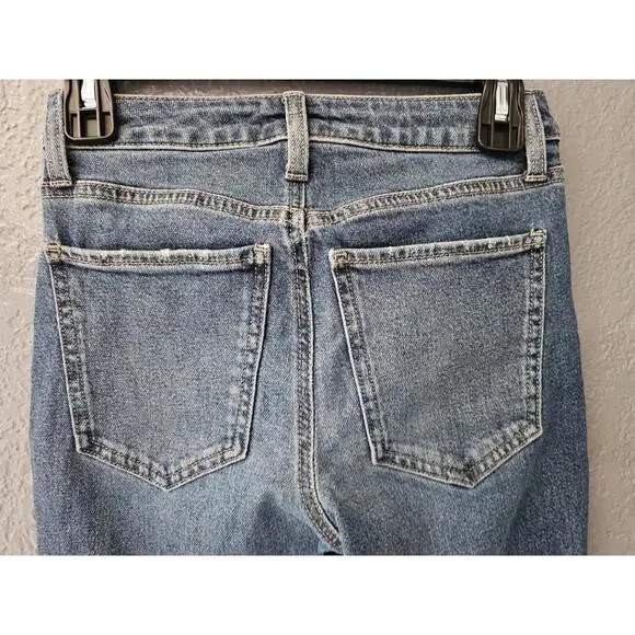 Women's So Denim Jeans Pants Size 0 24W Blue High Rise 90s Bootcut Distressed - Picture 15 of 16